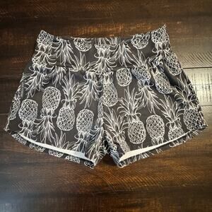 Love Fitness Pineapple Print Athletic Shorts with Liner Lrg